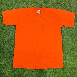 Vintage 90's Bayside USA blank neon orange casual T-shirt (L)